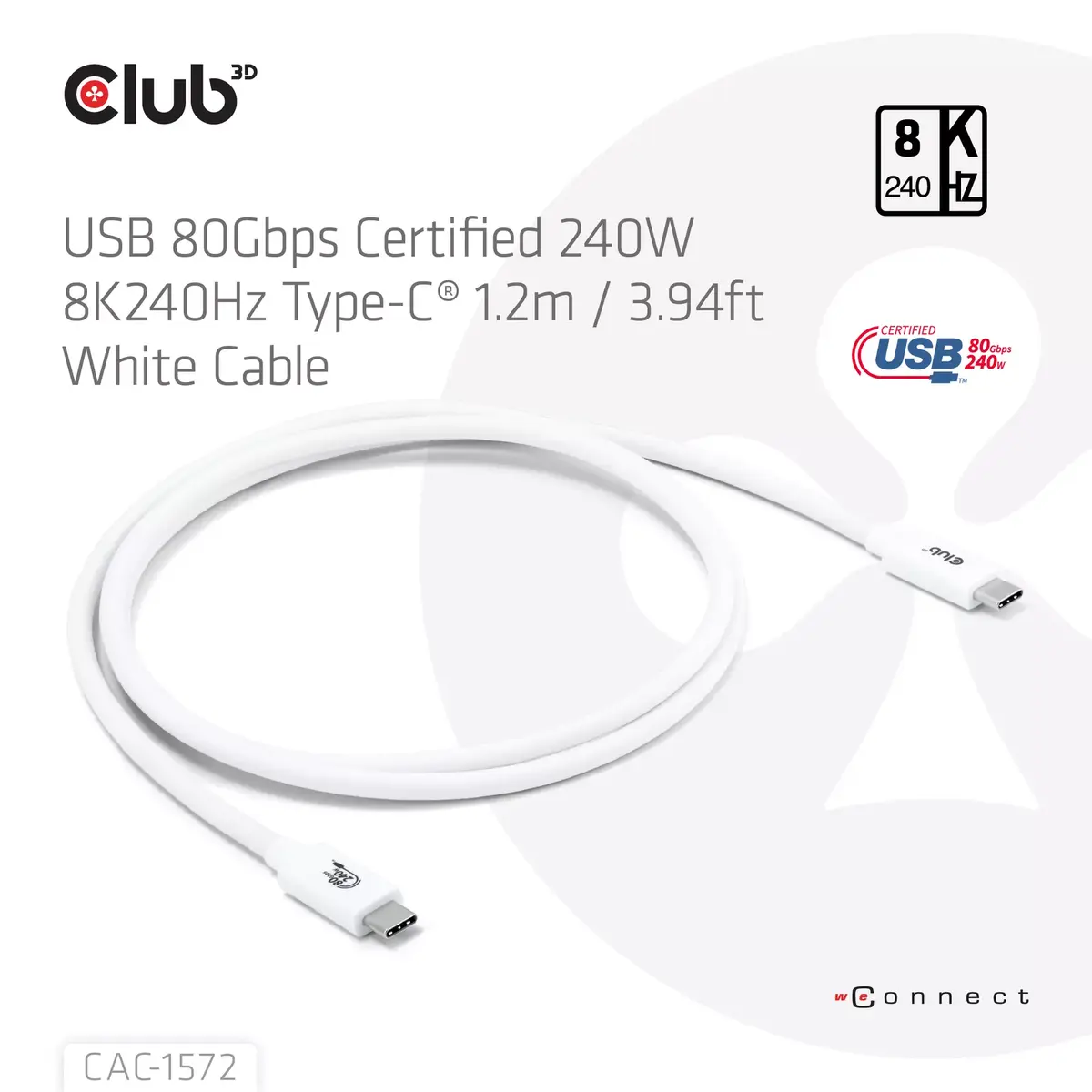 CLUB3D CAC-1572 USB Type‑C кабель 80 Гбит/с 240 Вт Photo 2