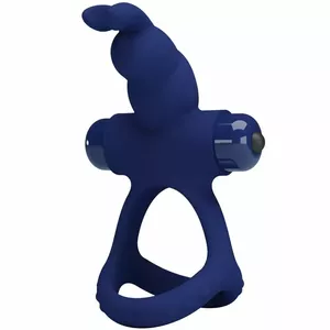 Двойное виброкольцо Pretty Love Luchito Blue — водонепроницаемое, с двумя моторами