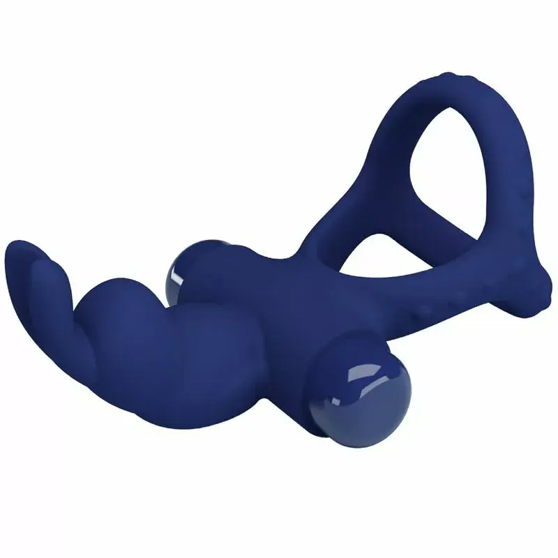 Двойное виброкольцо Pretty Love Luchito Blue Photo 5
