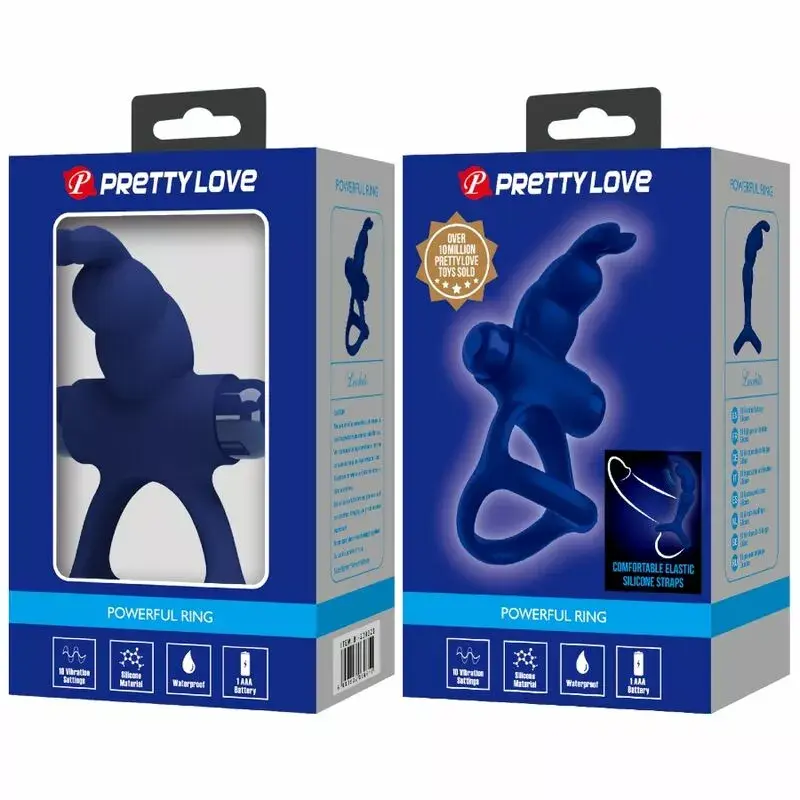 Двойное виброкольцо Pretty Love Luchito Blue Photo 10