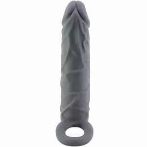 Penis sleeve Pretty Love D-241903 — realistic skin, dark grey, stretchy textured sleeve