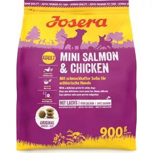 Сухой корм для собак JOSERA Mini Salmon & Chicken 900 г — беззерновой, высокобелковый для мелких пород