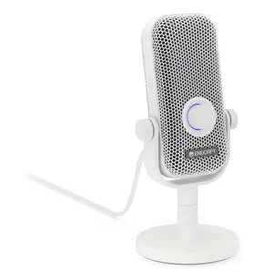 Datora mikrofons ENDORFY Solum Voice S — kondensatora USB Type-C, kardioīds, 24 bitu/96 kHz, austiņu izvade, galda stiprinājums, balts