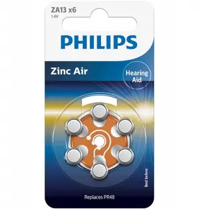 Hearing aid batteries Philips PR48 Zinc-Air 6-pack (size PR48/13)