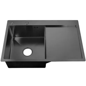 Izlietne AB NT 780×510×200 mm ar virsmu, kreisā ķermeņa puse, grafīta, ar sifonu
