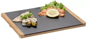 Food service tray KESPER 38130 — rectangular black wood, 340×260×15 mm