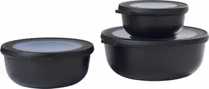 Mepal Cirqula Round Bowl Set, 350ml, 750ml, 1250ml, Nordic Black