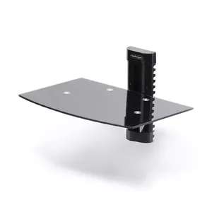 Floating Wall-Mounted AV Shelf StarTech.com Adjustable Height Black Tempered Glass