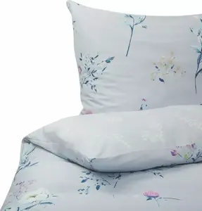 Комплект постельного белья Shumee EVERGREEN 240×220 см, хлопок, цветочный рисунок, синий