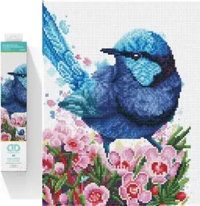 Набор Diamond Dotz для алмазной вышивки Splendid Fairy Wren — синий птица в цветах, 35x43 см