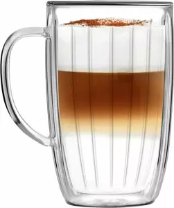 Vialli Design Tulip Tall Glasses with Handle, 350 ml, Set of 2