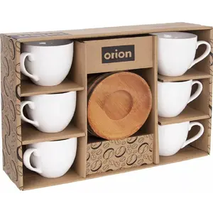 Porcelain coffee cups set ORION 6 pcs, 100 ml espresso cups, porcelain