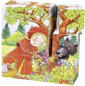 Koka bloku puzle Goki 57542, 9 gab., karikatūru tēma, 105×35 mm, 3+