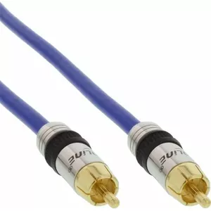 Аудиокабель Intos 15 м RCA–RCA, штекер–штекер, позолоченные контакты, синий