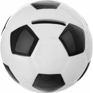 Keramikas krājkase ORION, futbola dizains balti‑melna, 10 cm ar atvēršanu