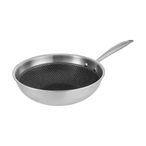 Resto Kitchenware 95349 Wok/Stir-Fry Pan, Stainless Steel, 28 cm