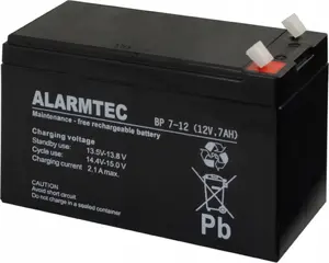 Sealed Lead-Acid Rechargeable Battery Alarmtec BP7-12 12V 7Ah