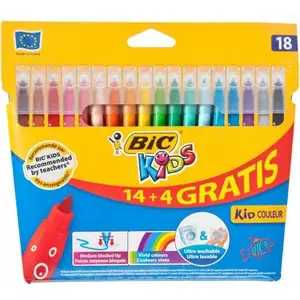 Felt pens BIC Kid Couleur Medium tip 2.8 mm, 18 pcs (14+4)