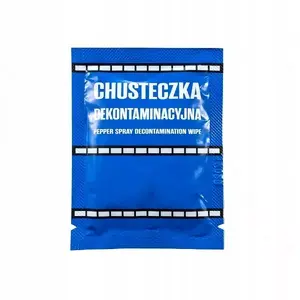 Decontamination wipe Kolter KOL.065-458 — neutralises OC pepper gas, CS, CN; single wipe 70×90 mm