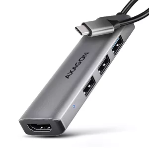 Axagon HMC-H3A USB-C 5Gbps 4in1 хаб Проводной Алюминий Серебристый