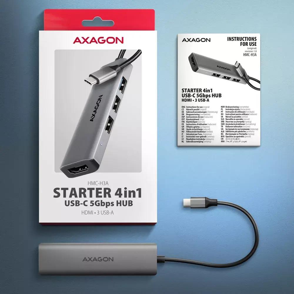 Axagon HMC-H3A USB-C 4in1 хаб Photo 5