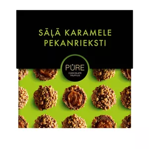 Chocolate truffles pure chocolate 450-25666, salted caramel cream filling, pecan decoration