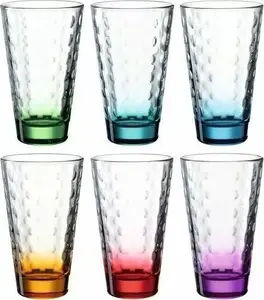Glass Tumblers LEONARDO Optic 300 ml, set of 6, assorted colours, 80 mm diameter