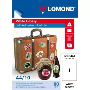 Pašlīmējošs PET plēve Lomond 1708461 A4 balta spīdīga, 10 lapas
