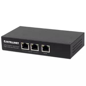 Intellinet 2-Port Gigabit High-Power PoE+ Extender Repeater IEEE 802.3at/af metal