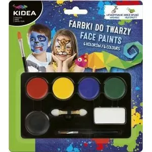 Sejas krāsojumu komplekts Derform KIDEA, 6 krāsas, 3,4 g katra