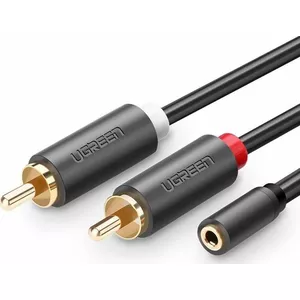UGREEN audio cable 3.5mm jack to 2×RCA (Cinch), 2 m, black
