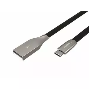 USB-A uz USB-C kabelis NATEC NKA-1954, 1 m, melni‑sudraba, datu un uzlādes kabelis