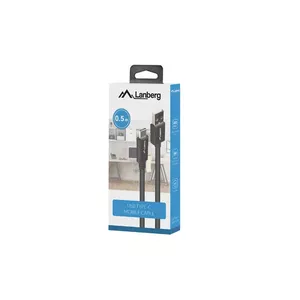 USB cable LANBERG CA-USBO-15CU-0005-BK USB 2.0, USB A to USB C, 0.5 m, black