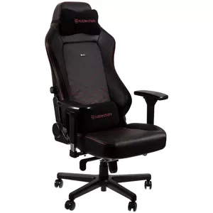 Игровое кресло noblechairs Hero PU Leather — надуваемое сиденье, мягкая спинка, чёрное сиденье, высота 137 см, грузоподъёмность 150 кг