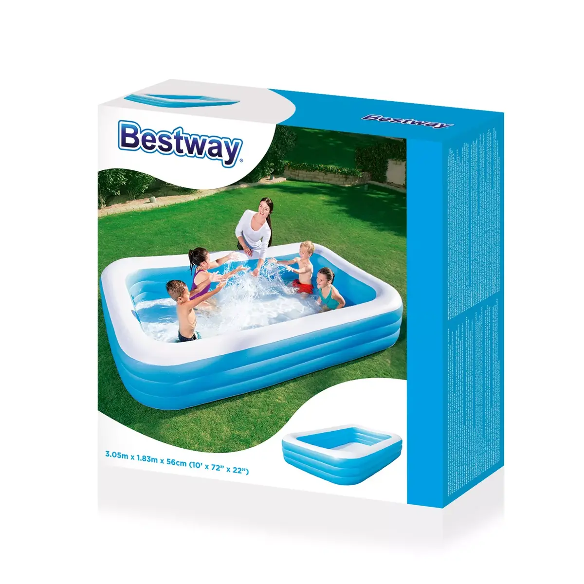 Bestway Синий Прямоугольный Семейный Бассейн De Luxe Photo 5