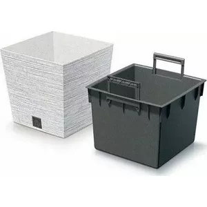Flower pot Prosperplast Furu Square 29.5 cm with insert, white