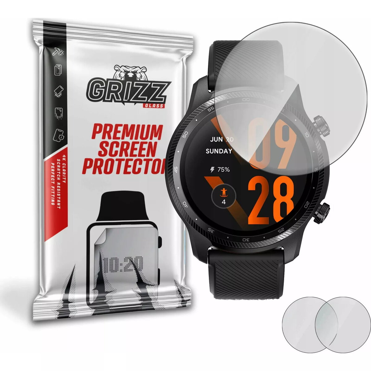 Matēta ekrāna aizsargplēve GrizzGlass priekš TicWatch