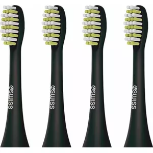 Replacement brush heads 4Swiss Daily Clean Black — pack of 4 compatible toothbrush heads