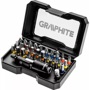 Набор бит GRAPHITE 56H608, 32 шт — ассортимент типов наконечников для завинчивания и крепления