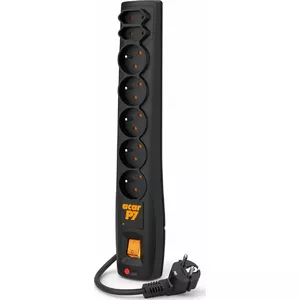 Power strip Acar P7 surge protector with 7 outlets, 3 m cable, black