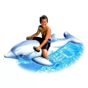 Inflatable ride-on toy Intex Lil' Dolphin Ride-On, vinyl pool float with handles, multicolour, for ages 3+
