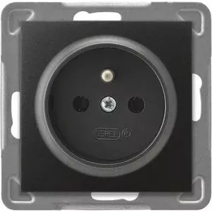 Розетка Ospel GP-1YZ/m/50 — антрацит, 16 A, IP20, 71×71×37 мм