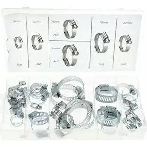 Hose Clamp Set GEKO G02812 — 26-piece stainless steel worm gear clamps