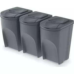 Atkritumu tvertne Prosperplast Sortibox 3 x 35L pelēka — 3 nodalījumi pa 35 L