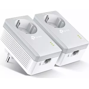 Powerline adapteru komplekts TP-LINK TL-PA4010P — 500 Mbps, līdz 300 m, ar caurlaidības kontaktligzdu