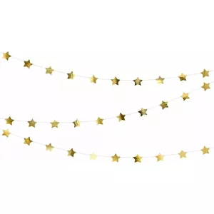 Garland banner PartyDeco Gwiazdki gold — 360 cm, 1 piece, universal decorative garland