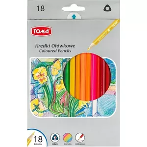 Krāsainie koka zīmuļi Toma trīsstūra 18 krāsas, modelis 382835, komplekts 18 gab.