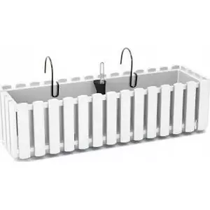 Flower balcony planter Prosperplast Boardee with self-watering system, white, 60 cm