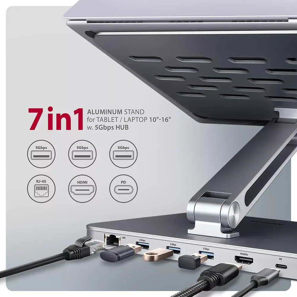 Axagon HMC-STND USB-C 5Gbps алюминиевый стенд и хаб Photo 2