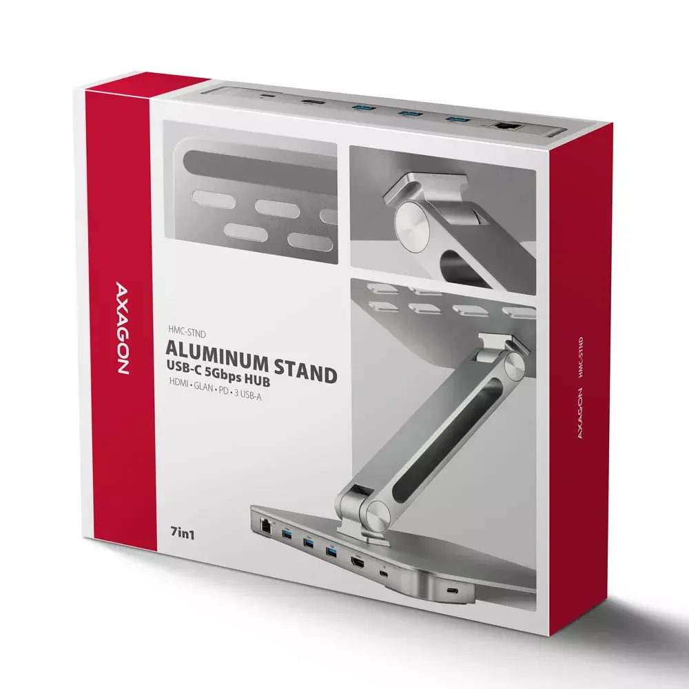 Axagon HMC-STND USB-C 5Gbps алюминиевый стенд и хаб Photo 11